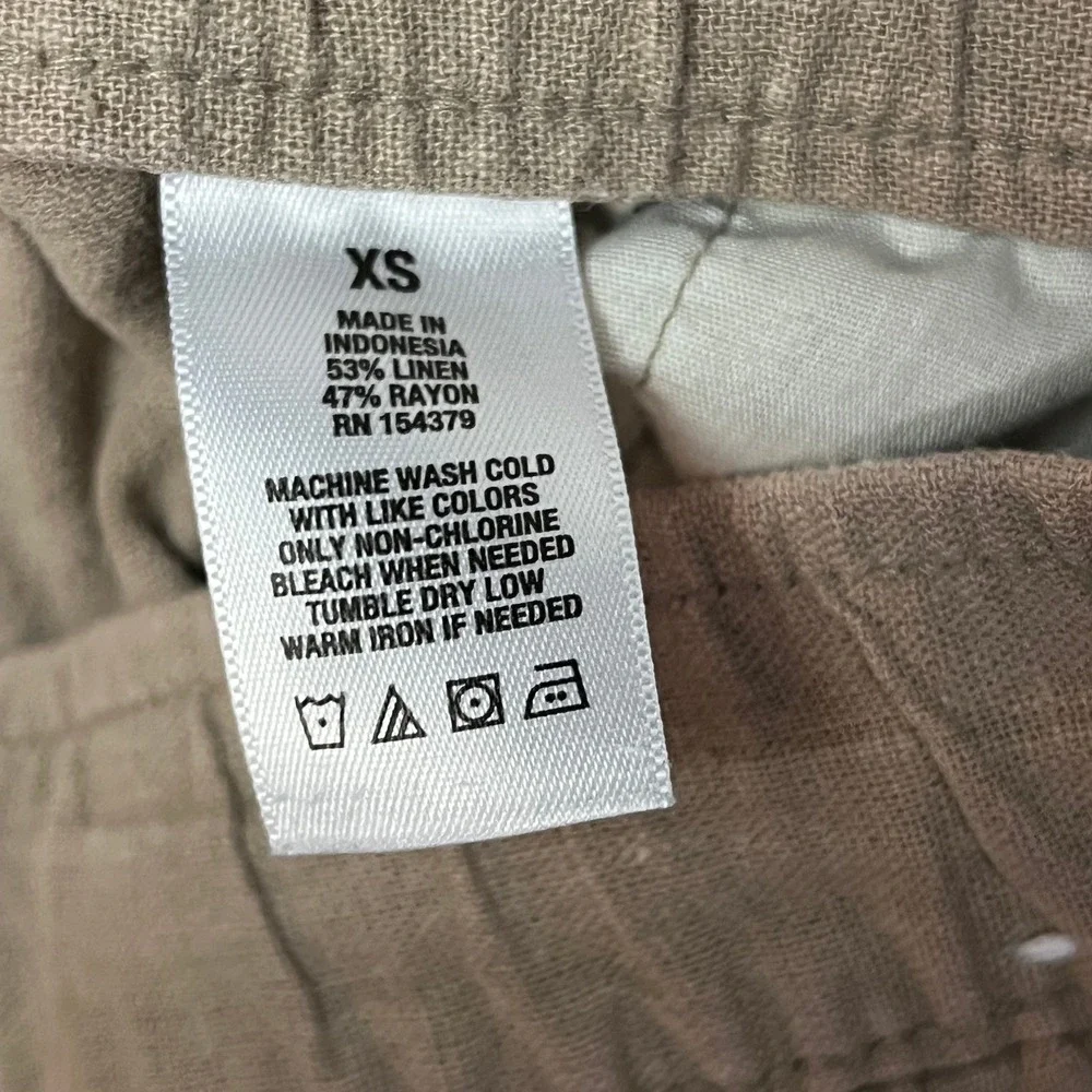 Aeropostale Pants Mens XS Brown Linen Blend Drawstring Waist Straight Leg Casual